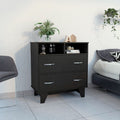 Double Drawer Dresser Arabi, Two Shelves, Black Wengue Finish(D0102HgE1Bg)