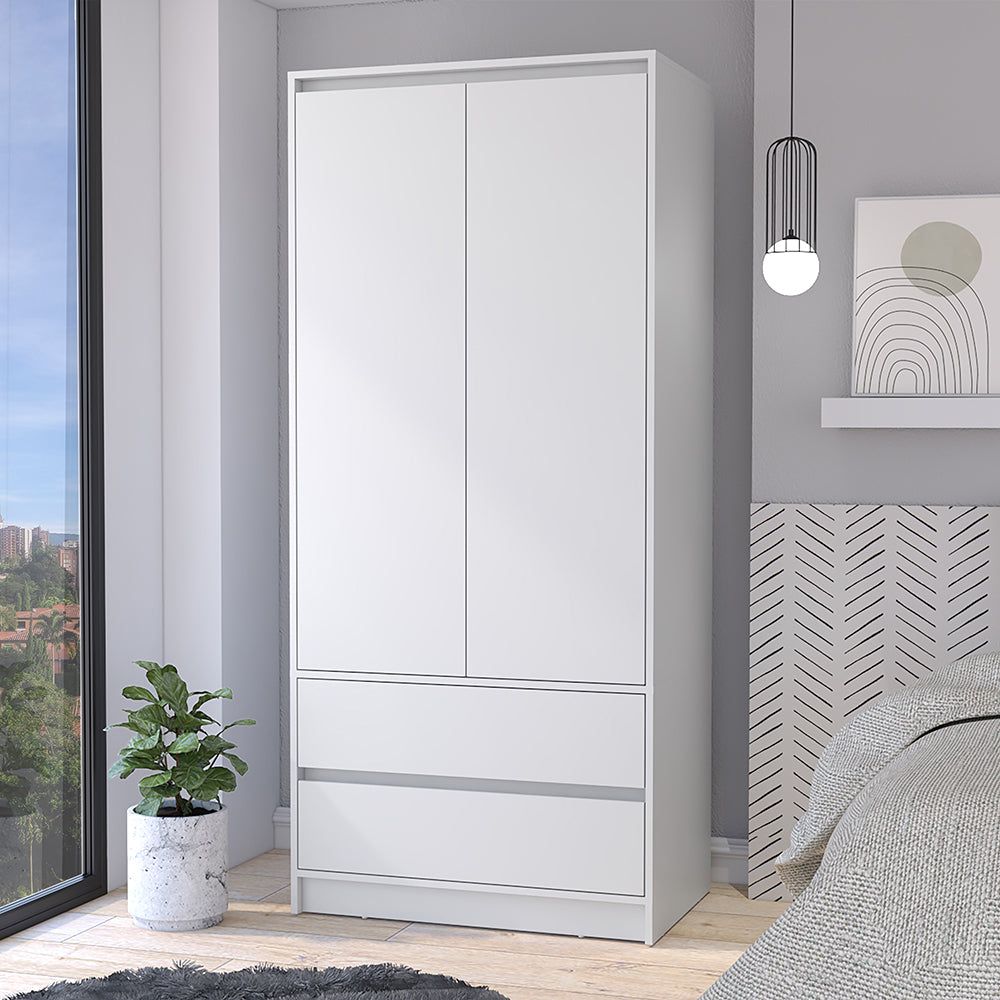 Armoire closher, Two Drawers, White Finish(D0102HgE1BY)