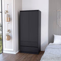 Armoire closher, Two Drawres, Black Finish(D0102HgE1gA)