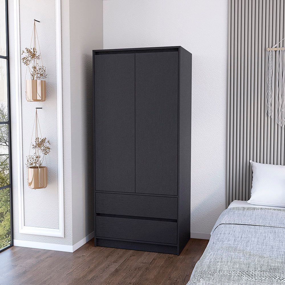 Armoire closher, Two Drawres, Black Finish(D0102HgE1gA)