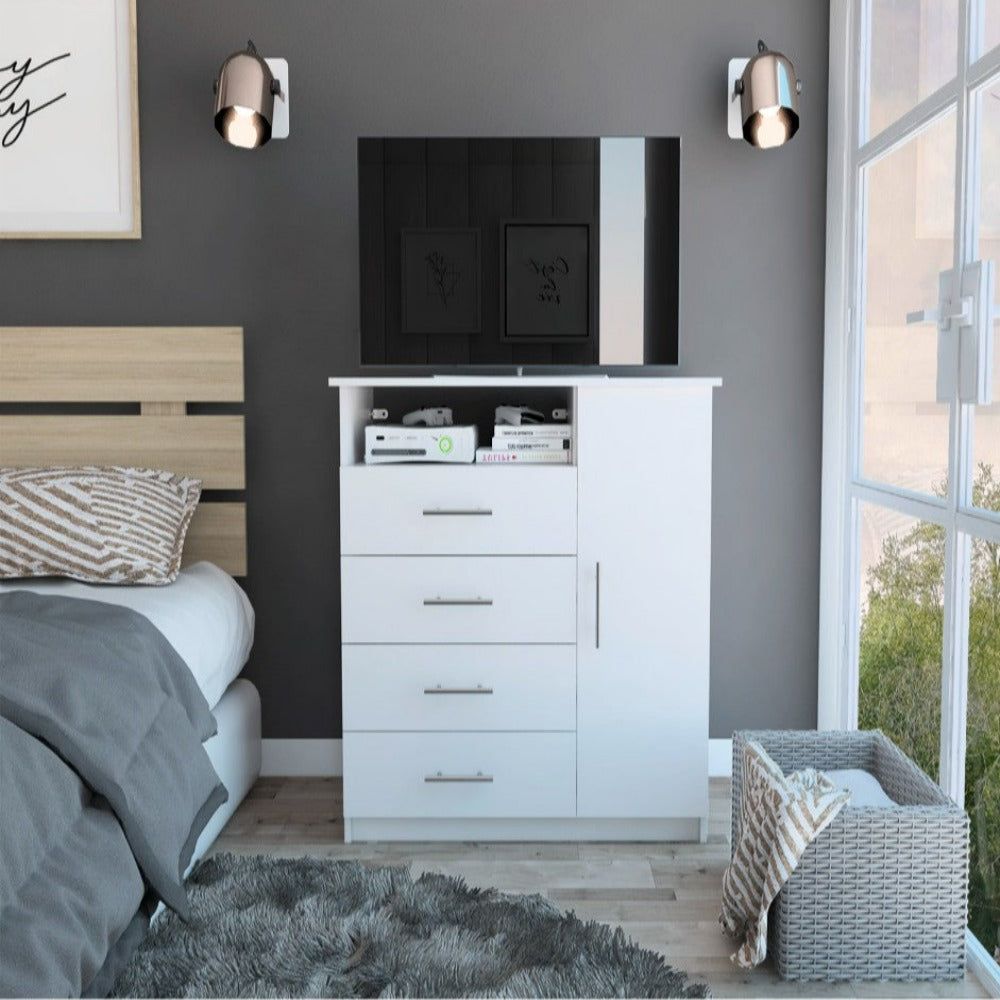 Dresser Beaufort, Four drawers, White Finish(D0102HgE1JV)