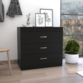 Three Drawer Dresser Lial, Superior Top, Metal Hardware, Black Wengue Finish(D0102HgE64U)