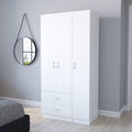 Three Door Armoire clark, Metal Rod, White Finish(D0102HgE66V)