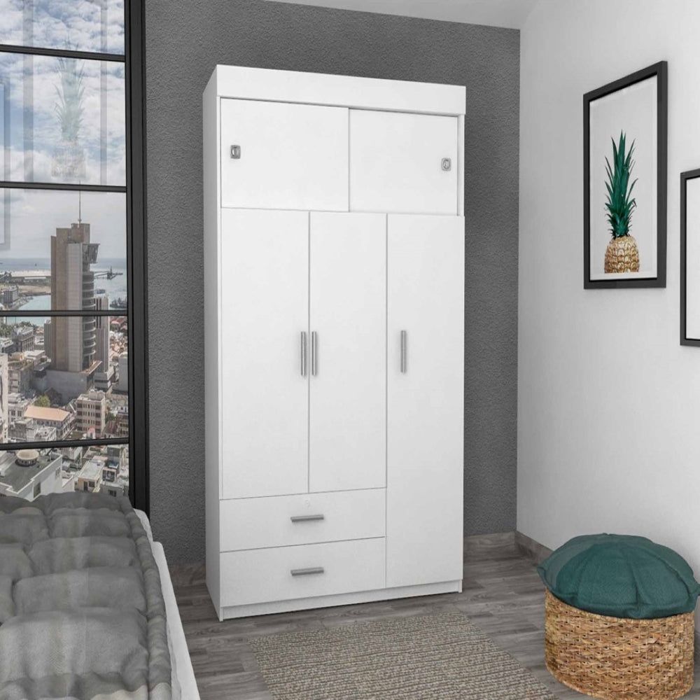 Armoire chaplin, Rod, Three Door cabinet, Two Drawers, White Finish(D0102HgE6I7)
