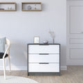 3 Drawers Dresser Maryland, Superior Top, Smokey Oak  White Finish(D0102HgE6KU)