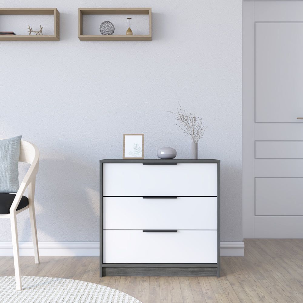 3 Drawers Dresser Maryland, Superior Top, Smokey Oak  White Finish(D0102HgE6KU)