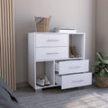 Dresser Hetzs, Four Drawers, Two Open Shelves, White Finish(D0102HgE6TV)