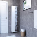 corner cabinet Womppi, Five Open Shelves, Single Door, White Finish(D0102HgE6UY)