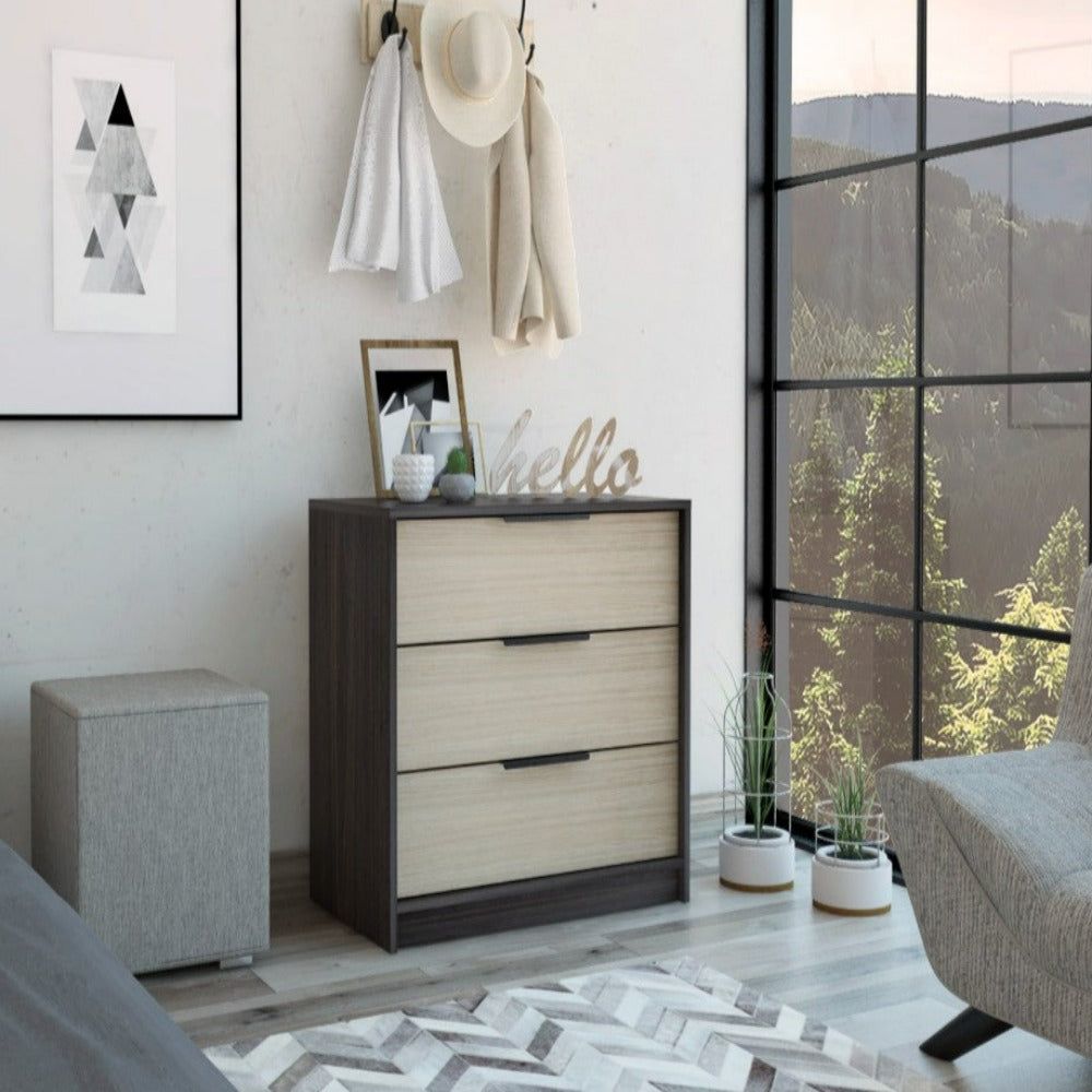 3 Drawers Dresser Maryland, Superior Top, Black Wengue  Pine Finish(D0102HgE6WA)
