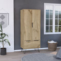Armoire Skyoner, One Drawer, Double Door cabinet, Light Oak Finish(D0102HgEDK7)