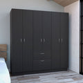 Six Doors Armoire Maya, One Drawer, Black Wengue  White Finish(D0102HgEDP7)