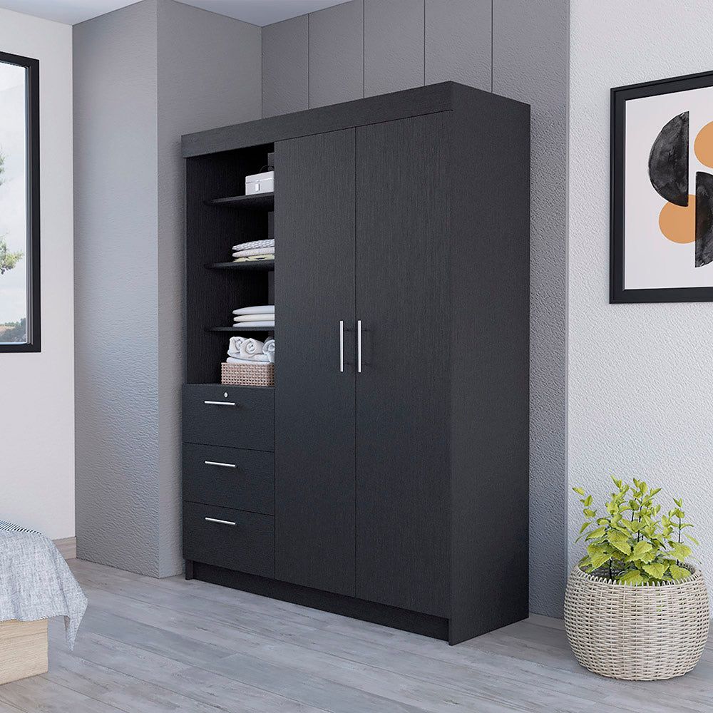 Armoire Rumanu, Three Drawers, Black Wengue Finish(D0102HgEMA7)