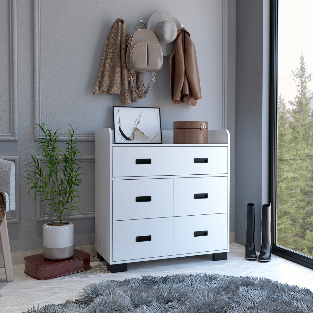 Dresser Wuuman, Four Drawers, Single Double Drawer, White Finish(D0102HgEME7)