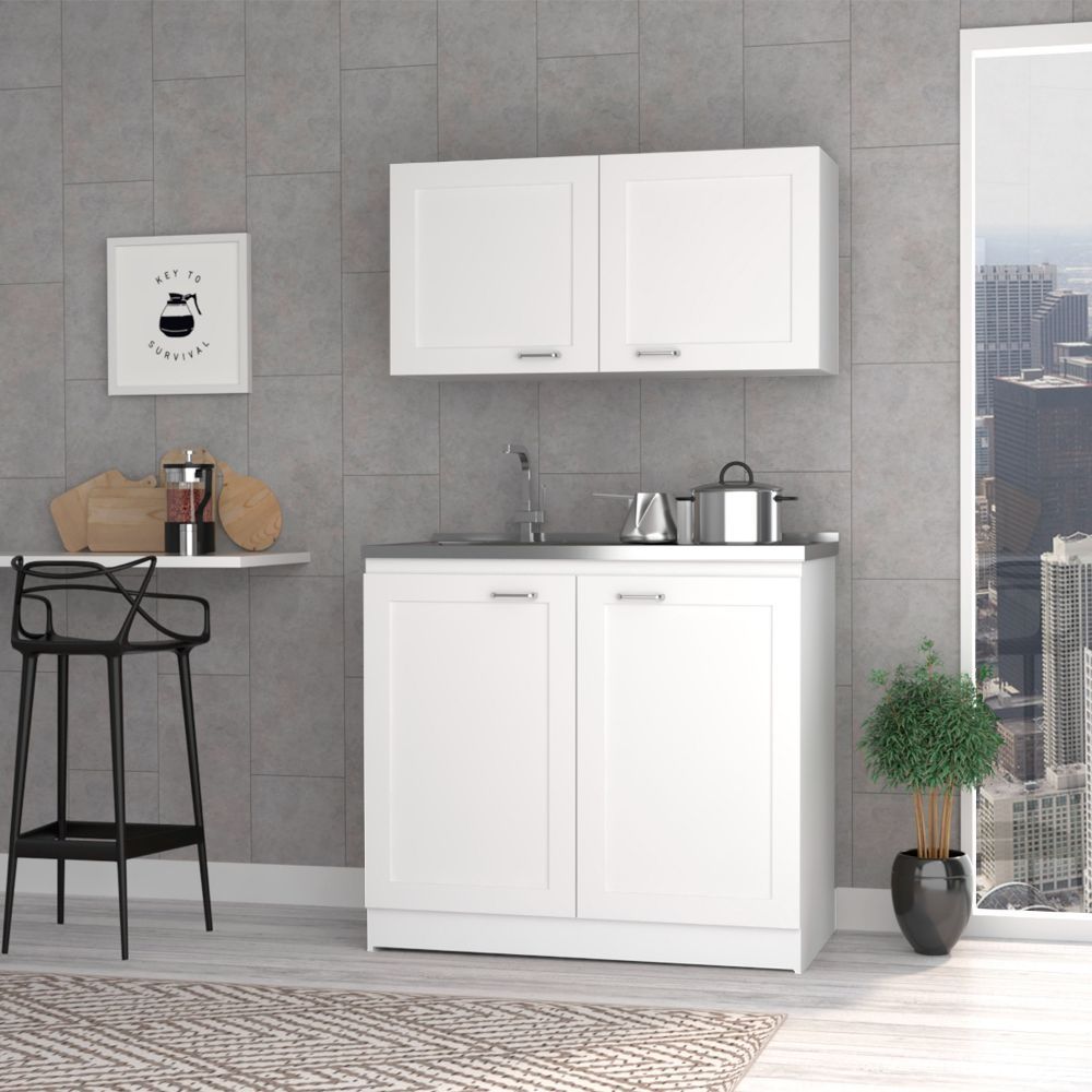 cabinet Set Zeus, Two Parts Set, White Finish(D0102HgEMEU)