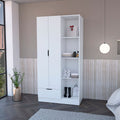 Armoire Dover with Four Storage Shelves, Drawer and Double Door, White Finish(D0102HgEMVU)