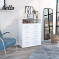 Four Drawer Dresser Wuju, One Shelf, White Finish(D0102HgEYD7)