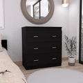 Three Drawer Dresser Litress, Metal Handles, Black Wengue Finish(D0102HgEYMV)