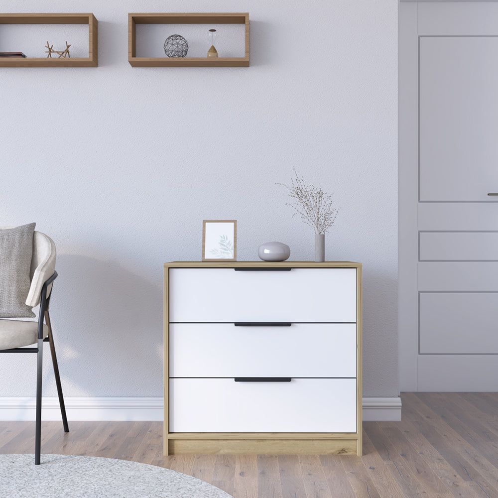 3 Drawers Dresser Maryland, Superior Top, White  Pine Finish(D0102HgEYRW)