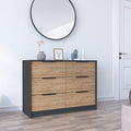 4 Drawer Double Dresser Maryland, Metal Handle, Black Wengue  Pine Finish(D0102HgEYVU)