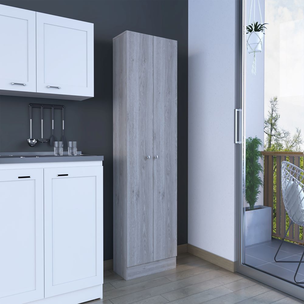 Storage cabinet Pipestone, Double Door, Light gray Finish(D0102HgEYZ7)