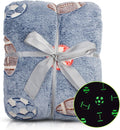 Purevacy Glow In The Dark Blankets For Boys 50 X 60 Inch Blue Football Kids Glow In The Dark Blanket 6 Hours Bright Glow 240 Gsm