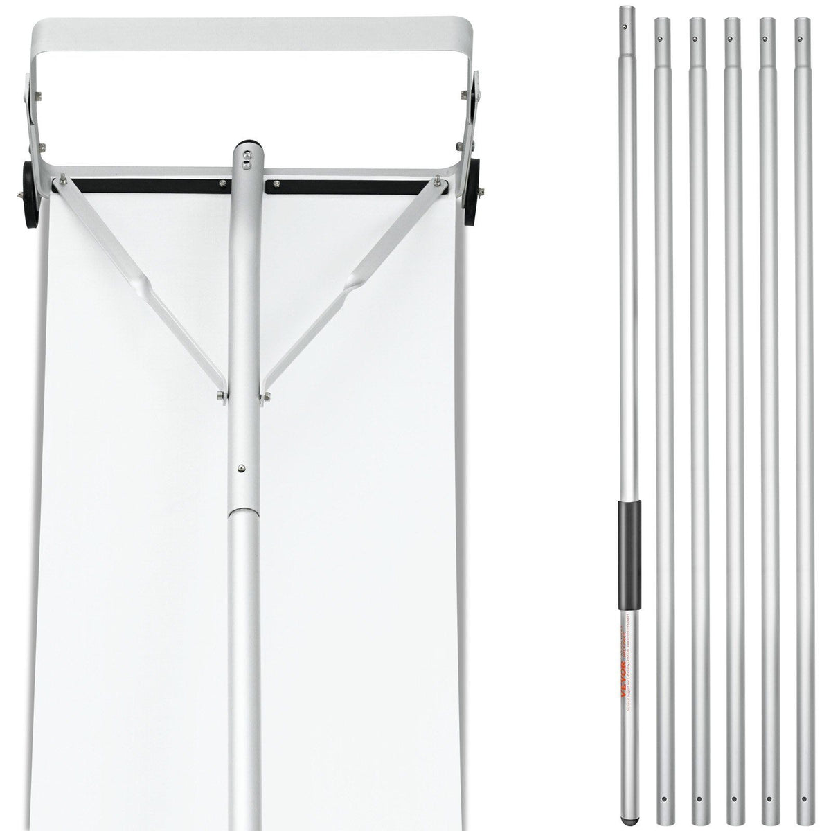 Vevor Snow Roof Rake, 30Ft Reach Aluminium Roof Shovel With Slide Cloth, Premium 19' Blade Snow Removal Tool, Safe On Roof With