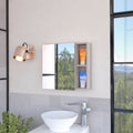 Minsk Medicine Cabinet, Mirror, Two External Shelves, Single Door Cabinet, Three Interior Shelves, Black