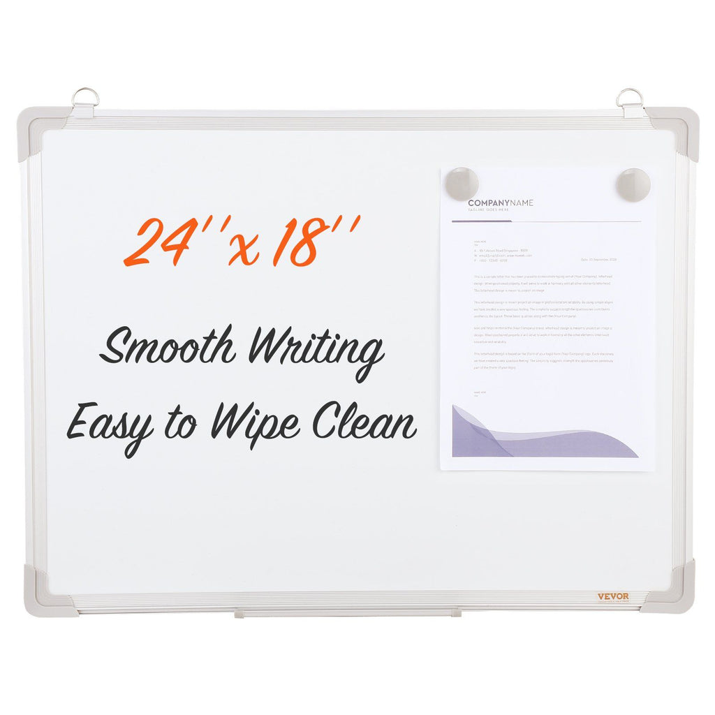 Vevor Magnetic Whiteboard, 24 X 18 Inches, Dry Erase Board For Wall With Aluminum Frame, White Board Includes 1 Magnetic Erase &