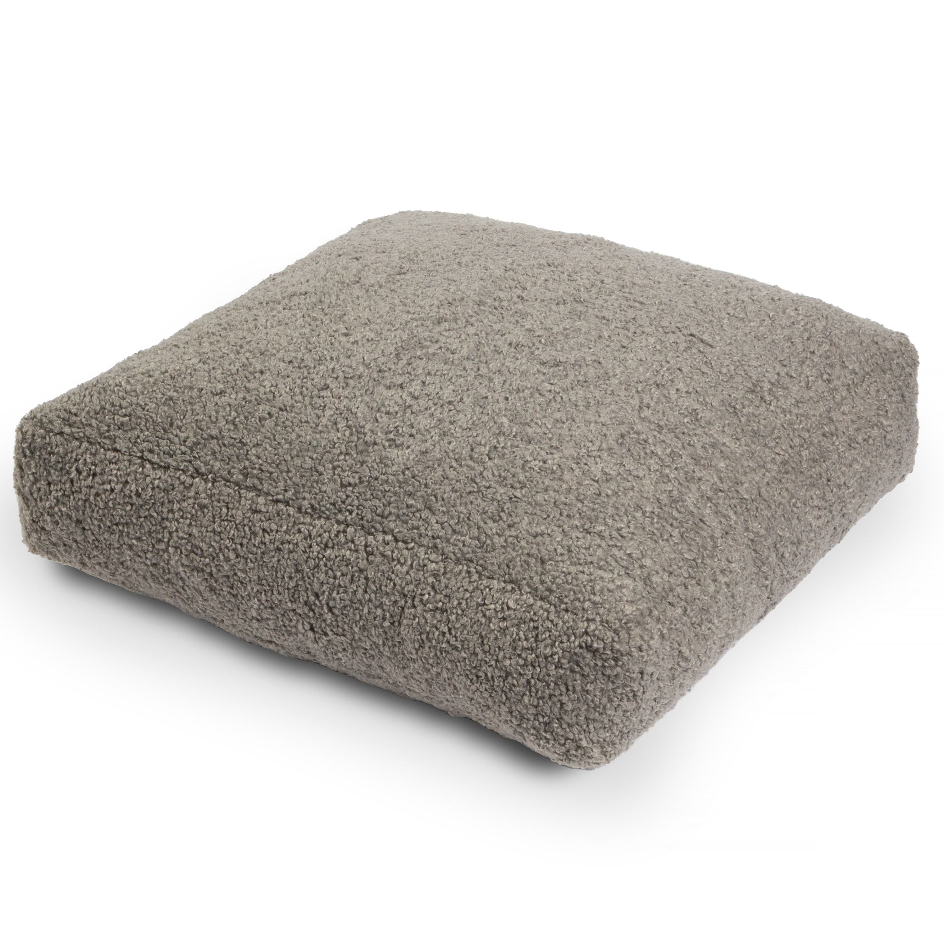 Jaxx Brio Large Dcor Floor Pillow / Meditation Yoga Cushion, Shearling Faux Lamb, Smoke