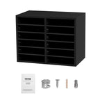 Vevor Wood Literature Organizer, 12 Compartments, File Sorter With Removable Shelves, Mailboxes Slot For Office Home Classroom M