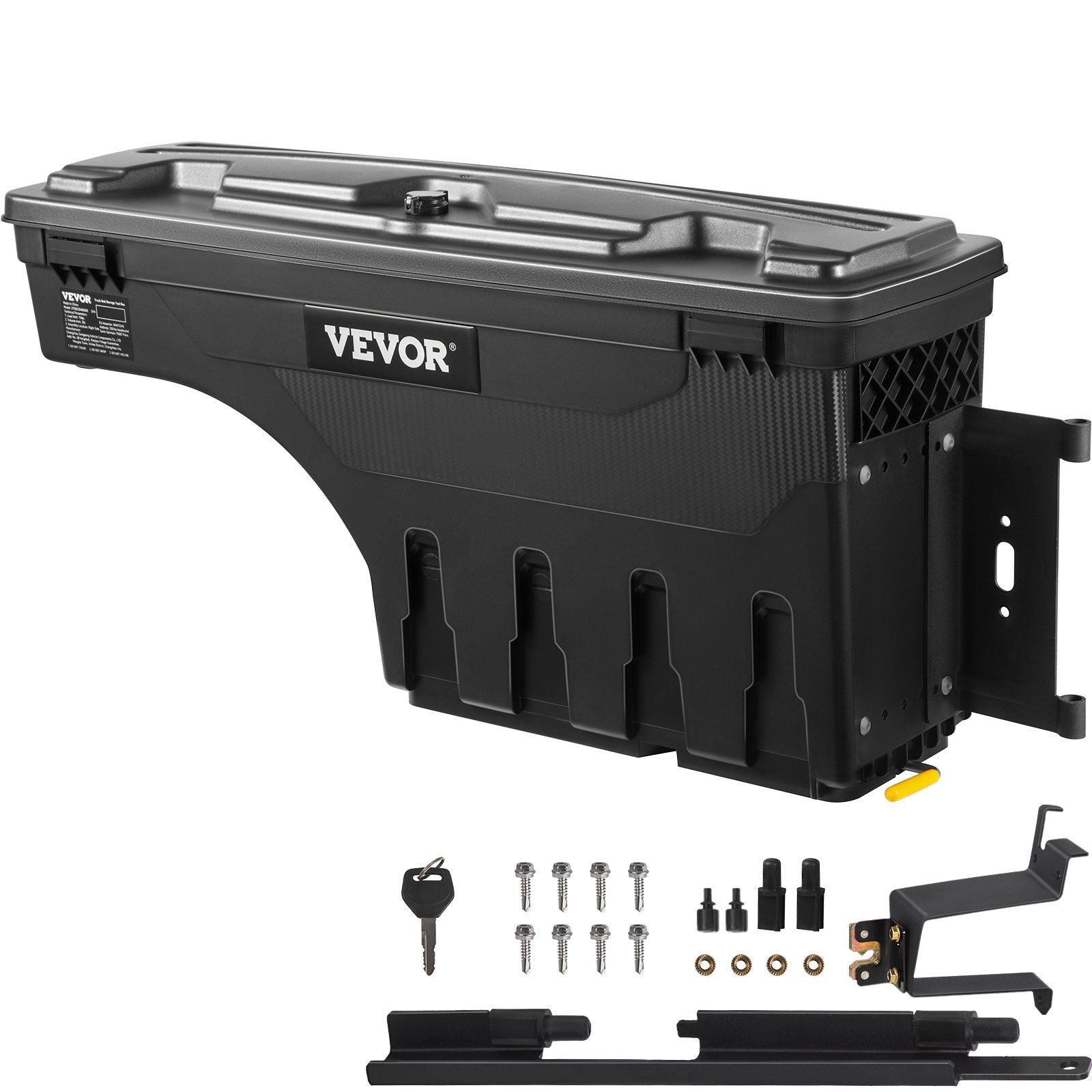Vevor Truck Bed Storage Box, Lockable Lid, Waterproof Abs Wheel Well Tool Box 6.6 Gal/20 L, Compatible With Chevrolet Silverado
