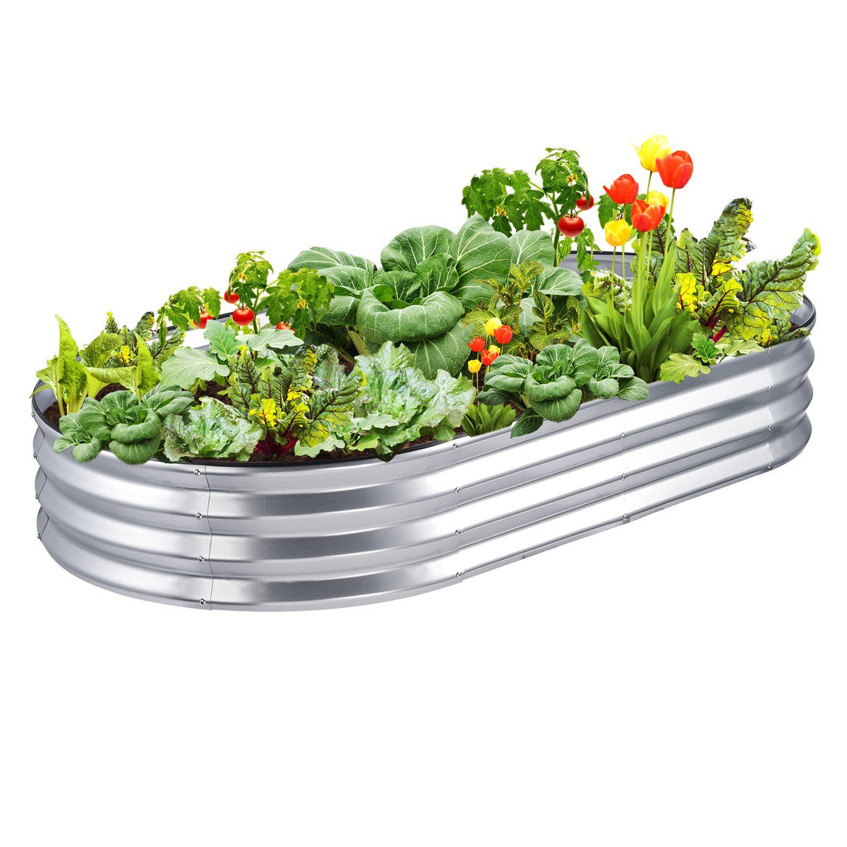 Vevor Raised Garden Bed, 70.9X35.4X11 Inch Galvanized Metal Planter Box, Outdoor Planting Boxes With Open Base, For Growing Flow