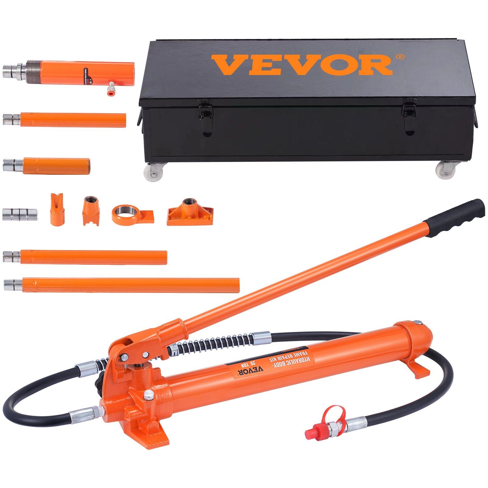 VEVOR 20 Ton Porta Power Kit, Portable Hydraulic Jack with 4.6 ft/1.4 m Oil Hose, Car Frame Repair Tool with Storage Case for Au