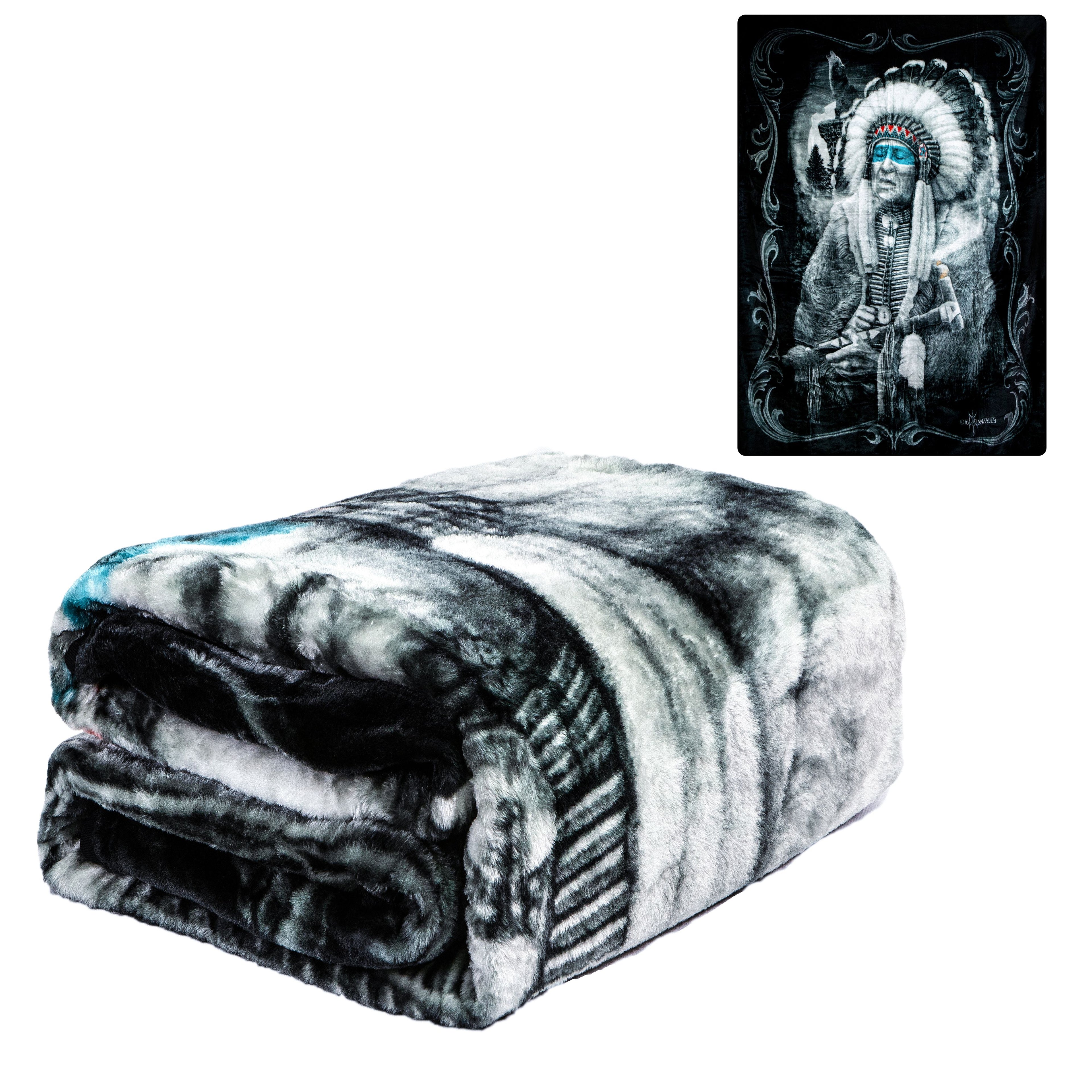 Plush Throw Blanket - Vision Quest - QUEEN BED 79x 95 - Special Edition Faux Fur Blanket For Beds, Sofa, Couch, Picnic, Camping(