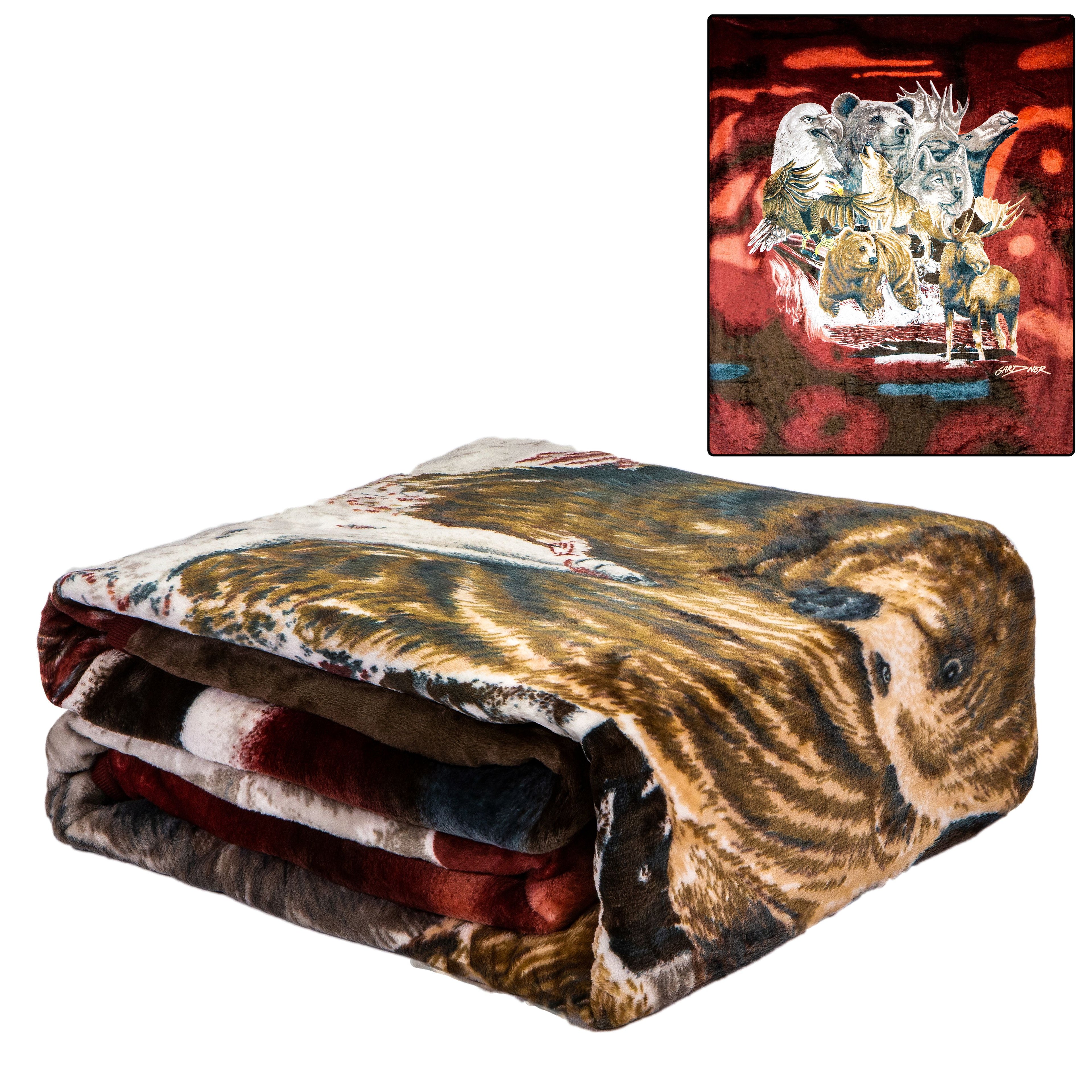 Flannel Fleece Plush Blanket  Alaska Favorites  QUEEN BED 79x 95  Lightweight Microfiber Blanket For Beds, Sofa, Couch, Pic
