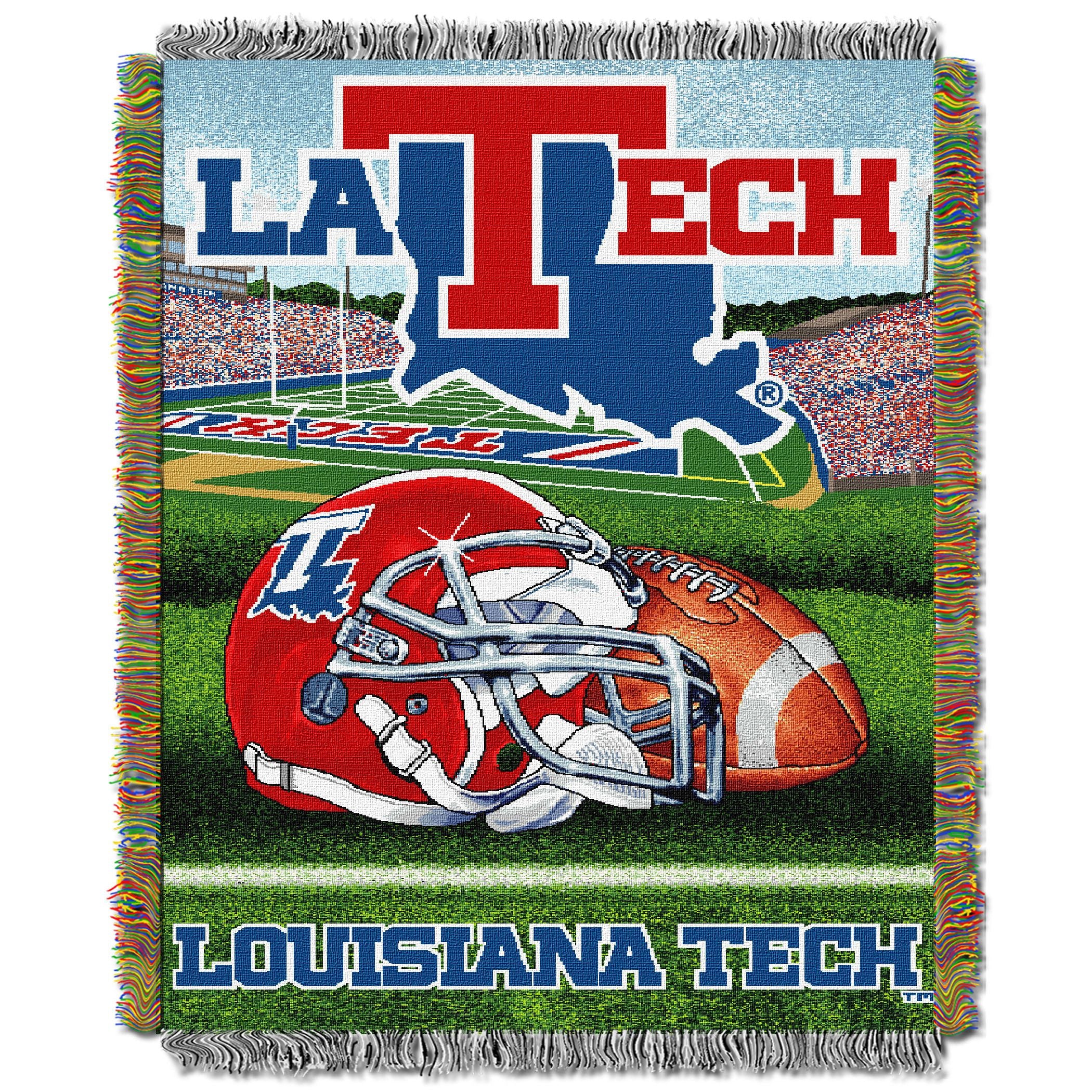 Louisana Tech Official Collegiate Home Field Advantage Woven Tapestry Throw(D0102Hhzaba)