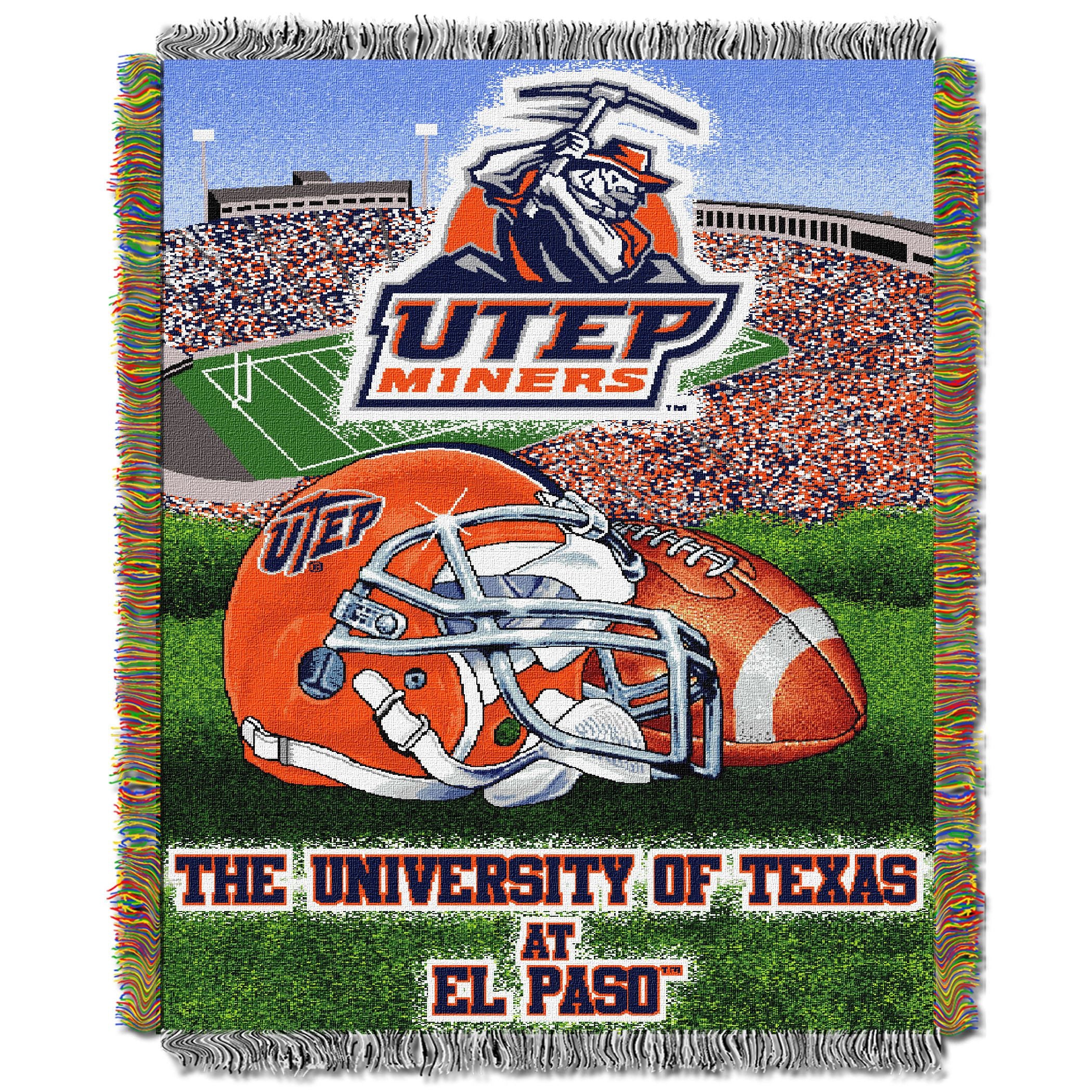 Texas El Paso Official Collegiate Home Field Advantage Woven Tapestry Throw(D0102Hhzp3W)