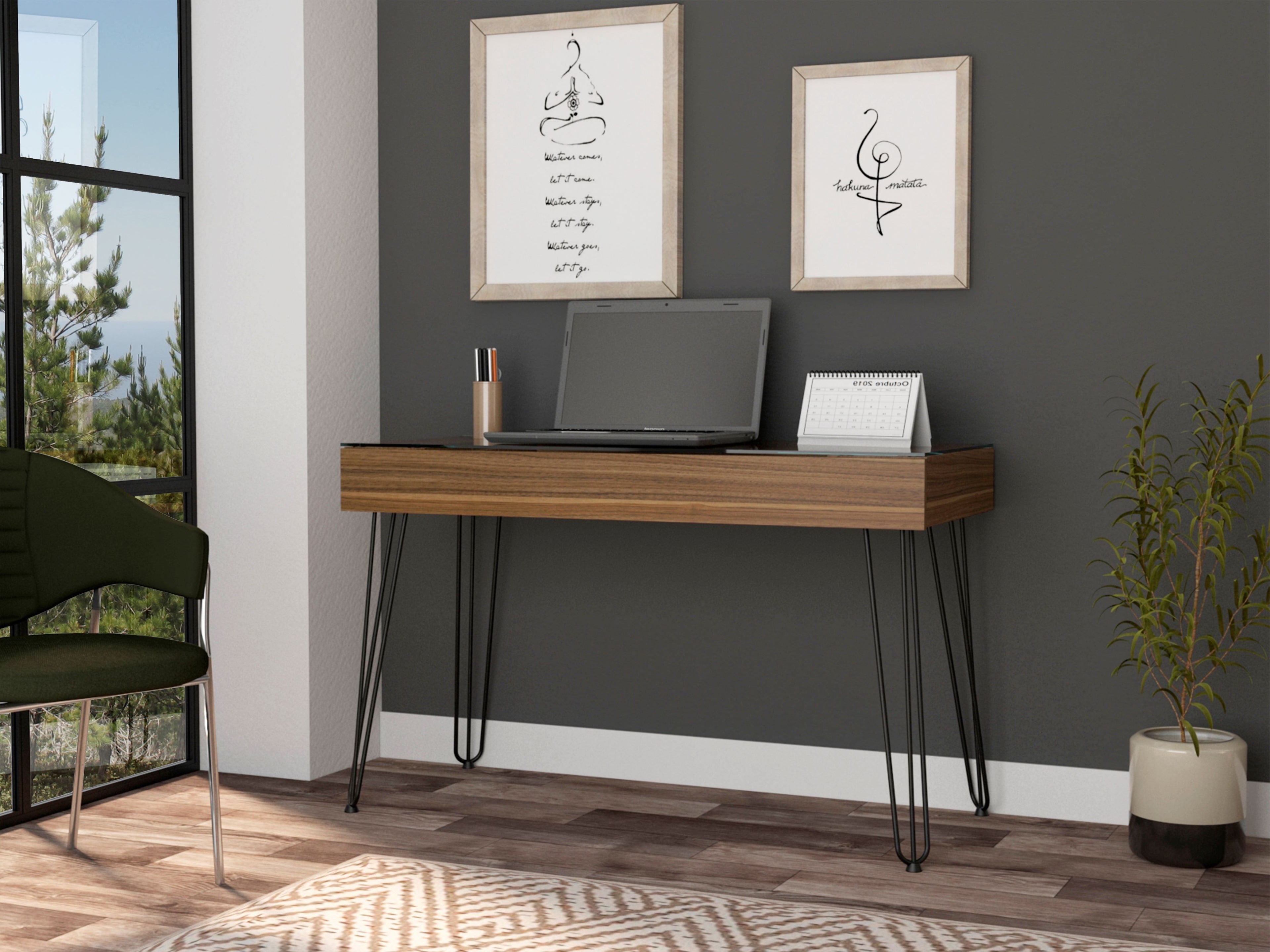 Kyoto 120 Writing Desk Hairpin One Drawer(D0102HI4X7W)