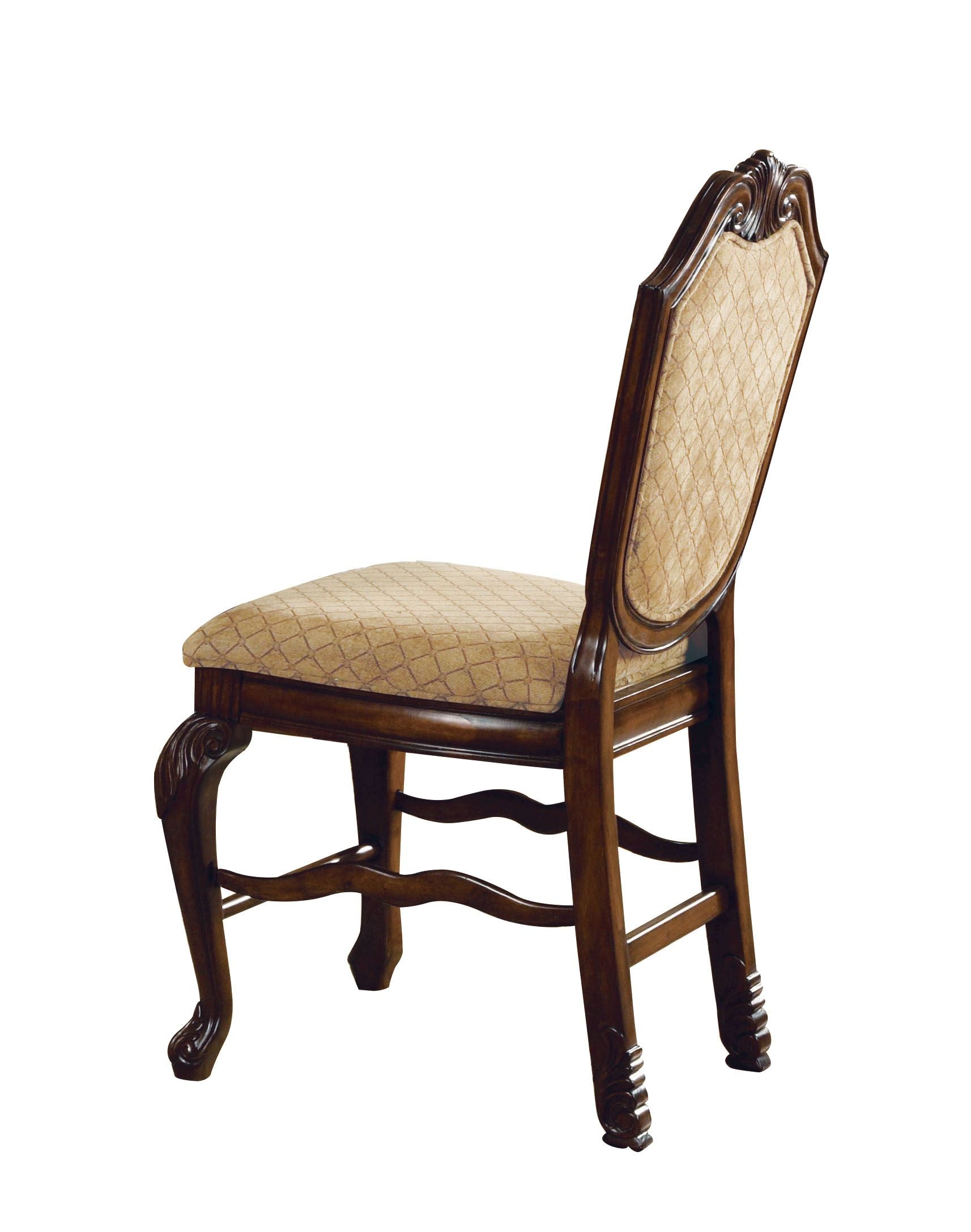 ACME Chateau De Ville Counter Height Chair (Set-2), Fabric & Espresso 64084A