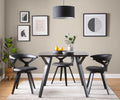 Gardenia Contemporary Dining/Accent Chair with Swivel in Black Wood and Black Faux Leather by LumiSource