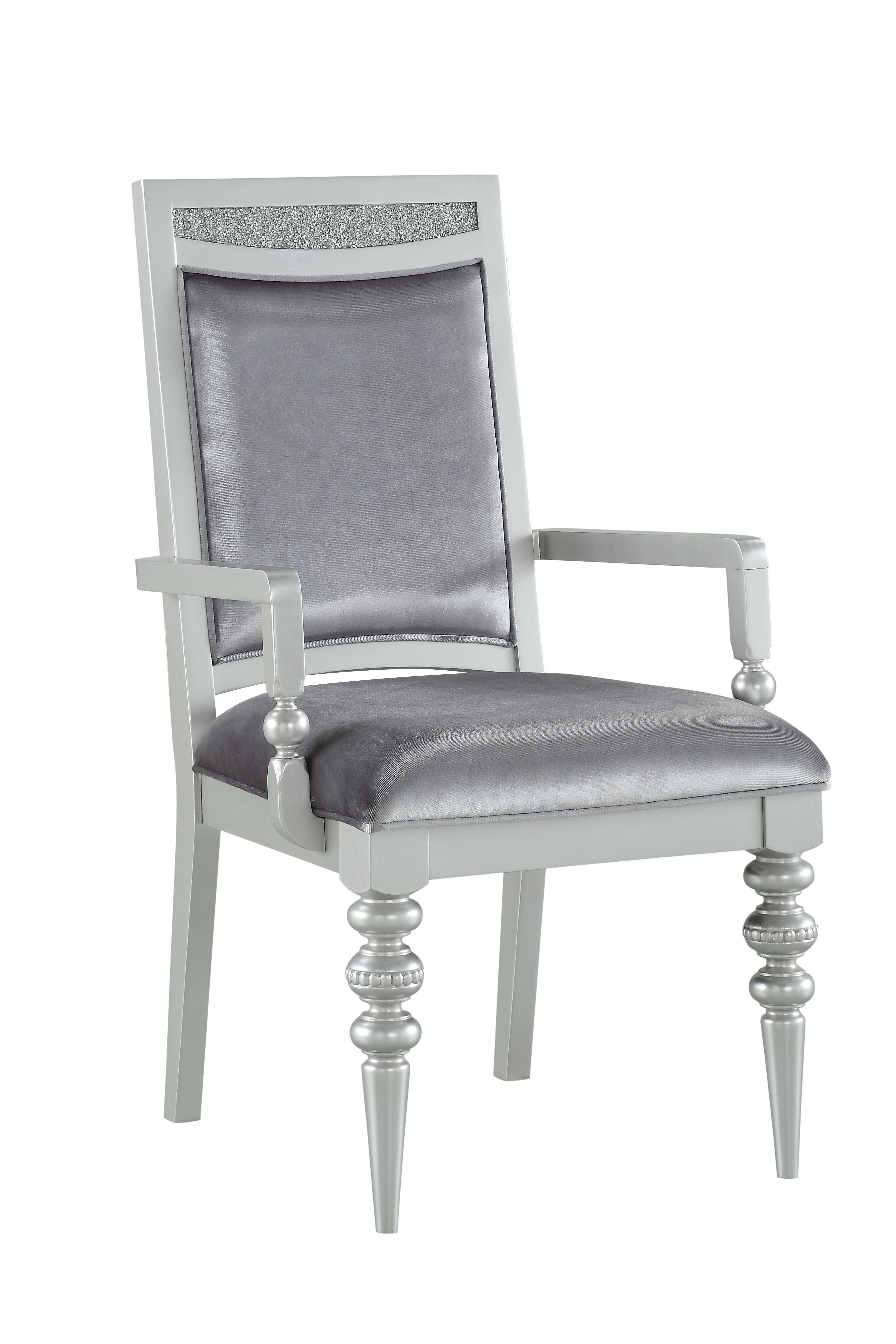 ACME Maverick Arm Chair (Set-2), Fabric & Platinum (2Pc/1Ctn) 61803