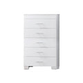 Vin 48 Inch Modern Tall Dresser Chest, 5 Gliding Drawers, Crisp White