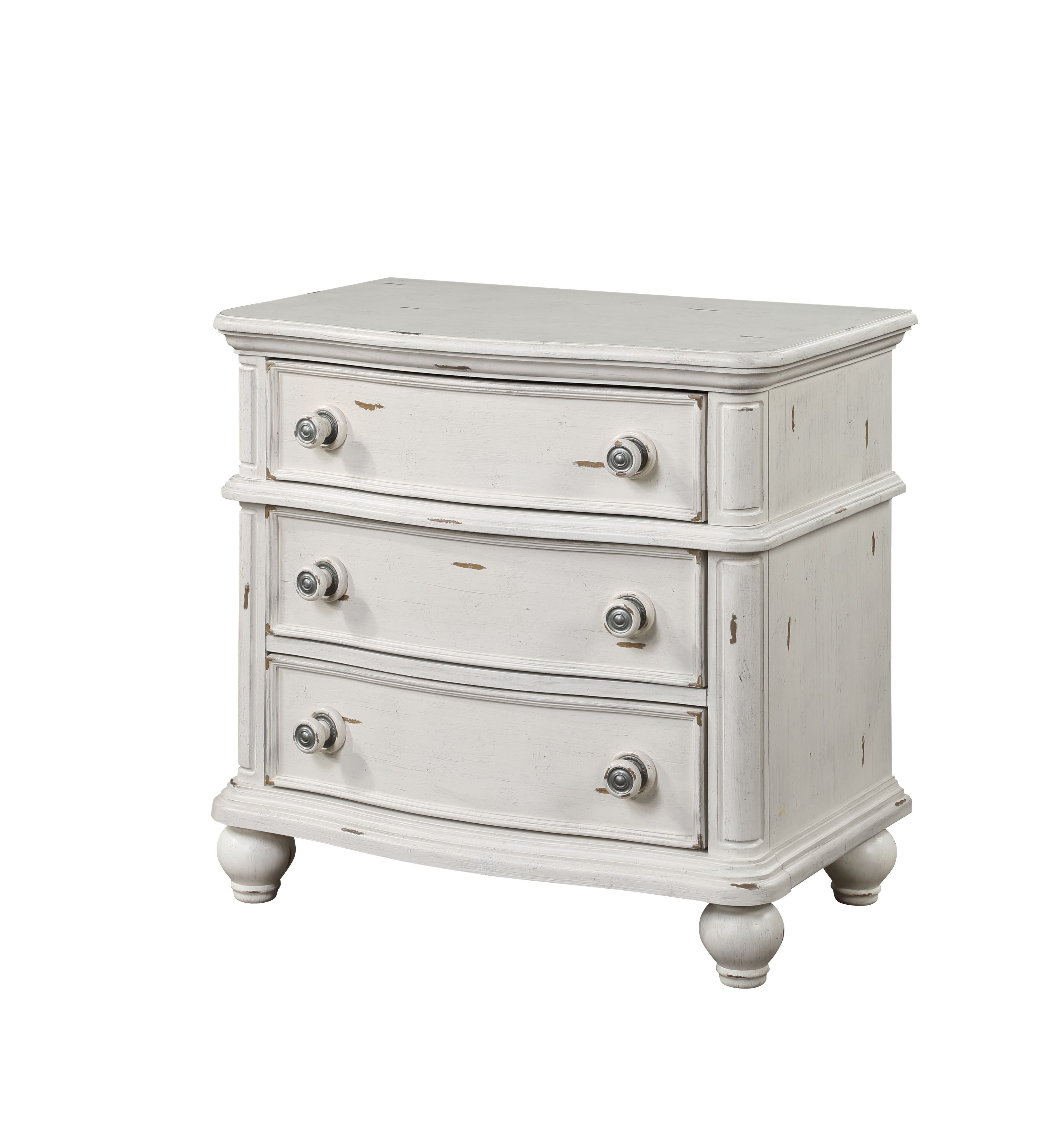 Antique White 3-Drawer Nightstand