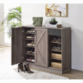 Rustic Grey Oak 4-Shelf Shoe Cabinet