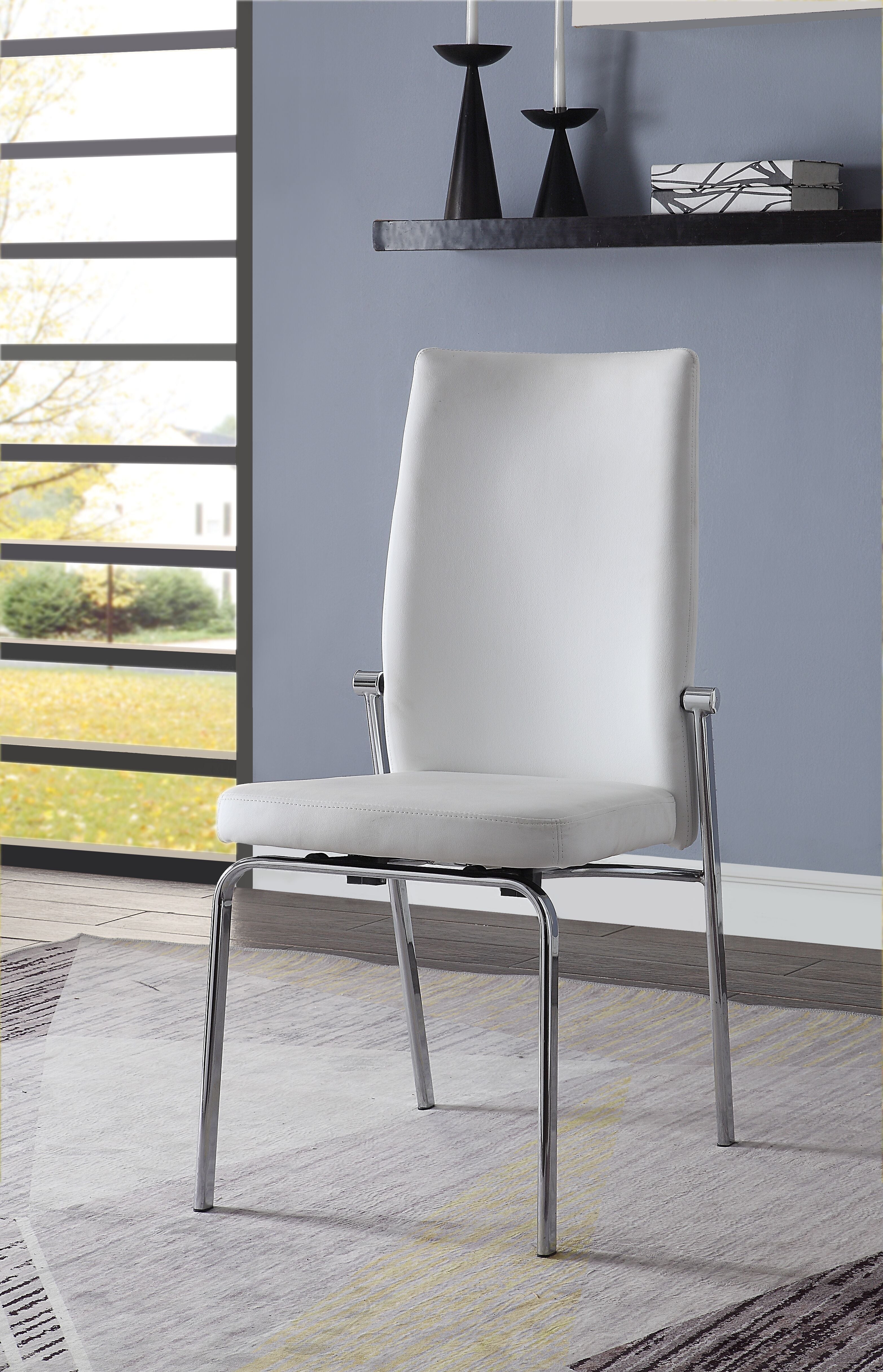 White and Chrome Padded Side Chair (Set of 2)