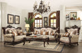 ACME Shalisa Sofa w/7 Pillows in Fabric & Walnut 51050