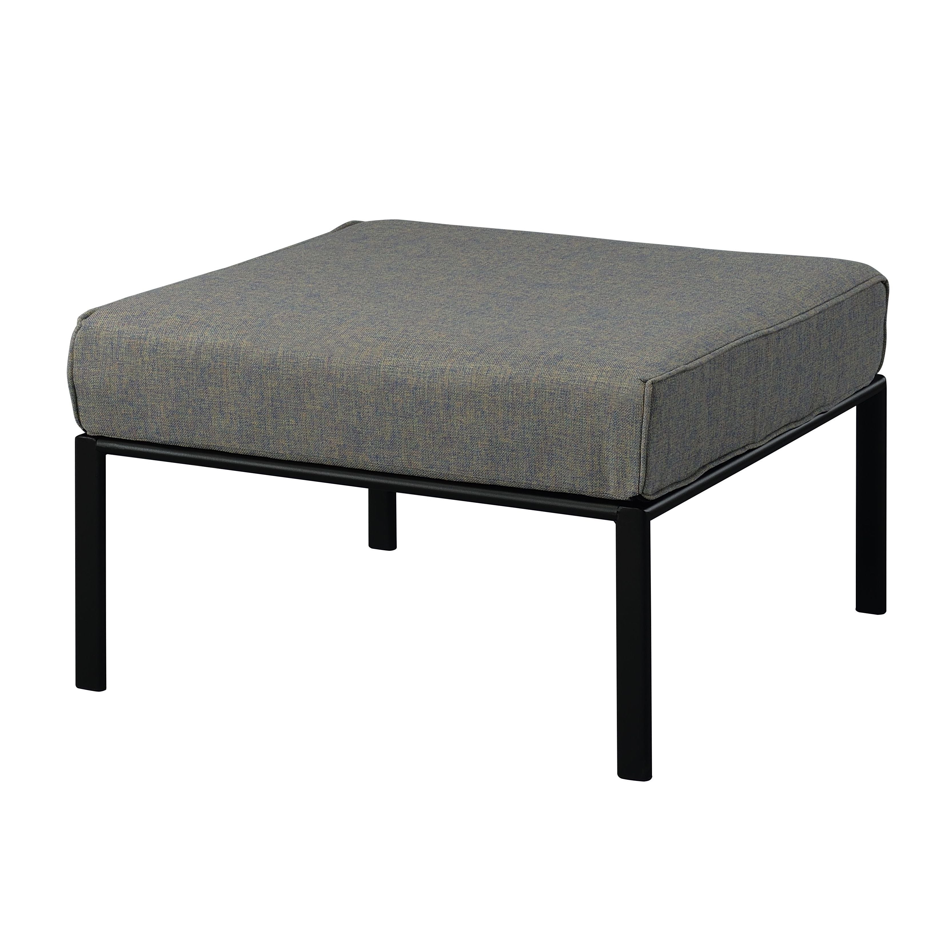 Grey and Black Patio Ottoman with Metal Tube Legs