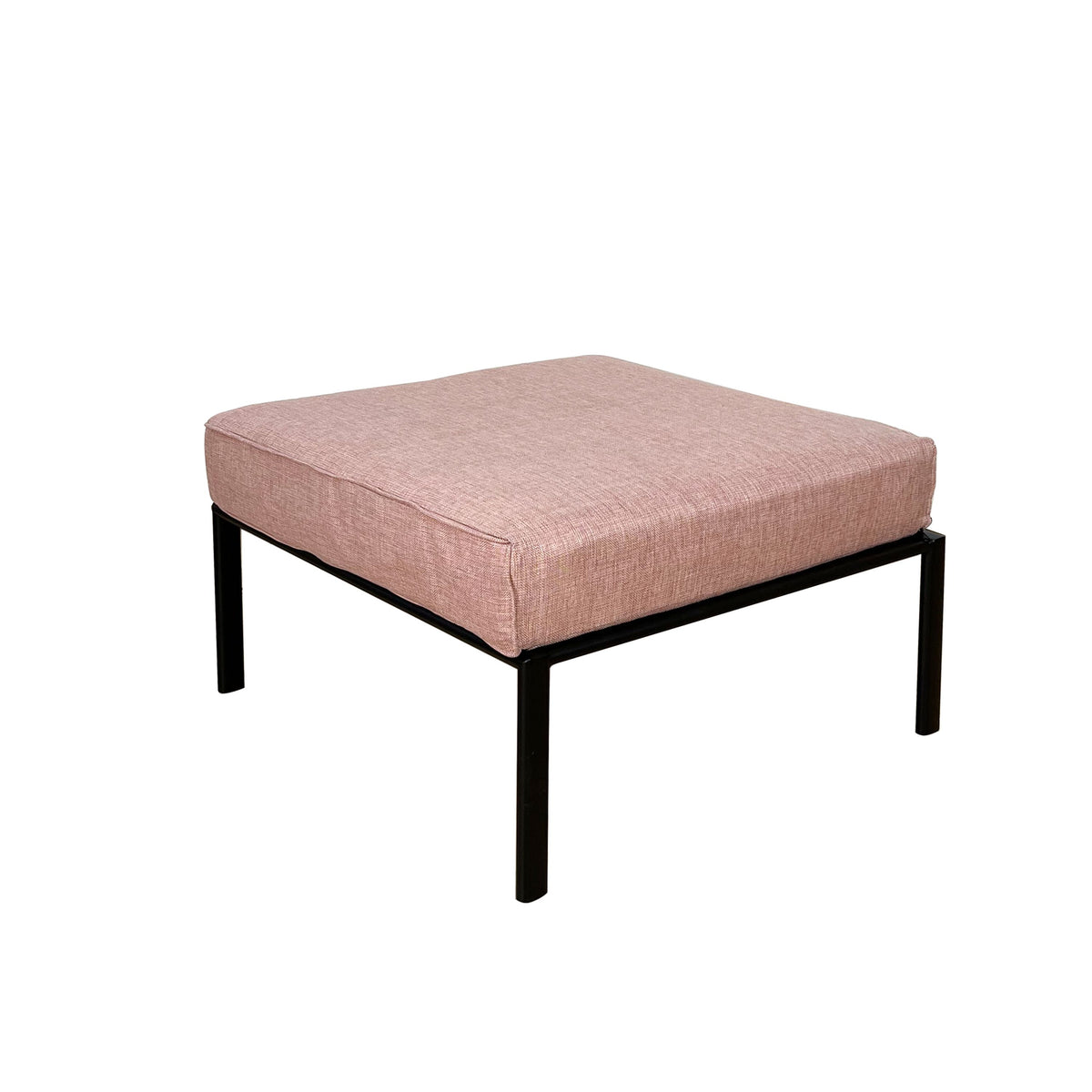Pink and Black Patio Ottoman with Metal Tube Legs