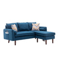 Ranon 70 Inch Sectional Chaise Sofa, Pillows, USB Ports, Side Pockets, Blue