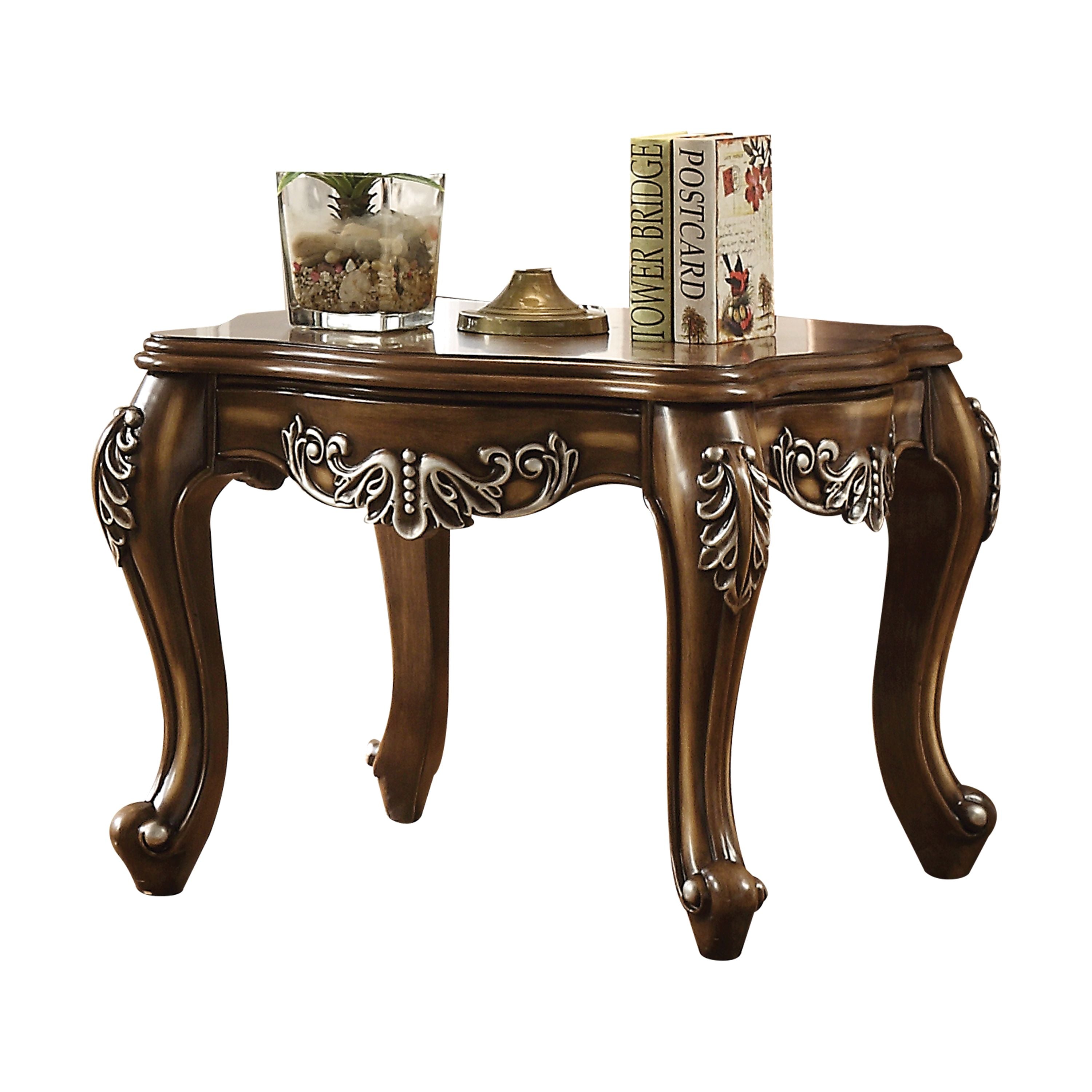 Antique Oak End Table with Queen Anne Legs